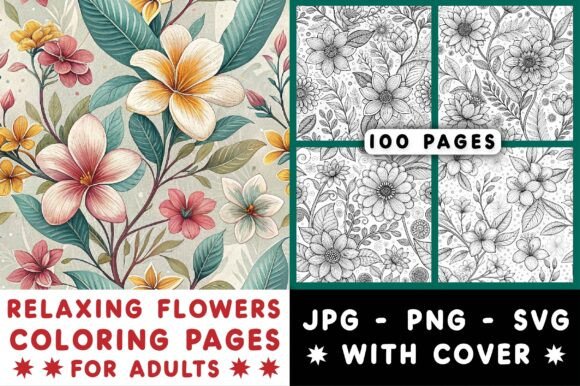 Download Adults Relaxing Flowers Coloring Pages - Relaxing Collection