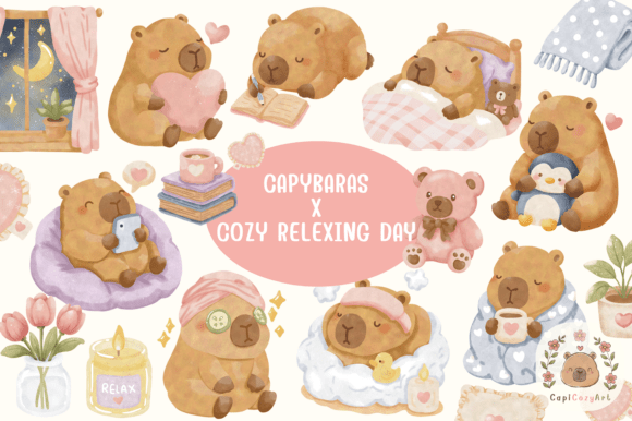 Download Cozy Relaxing Capybara Clipart - Relaxing Collection