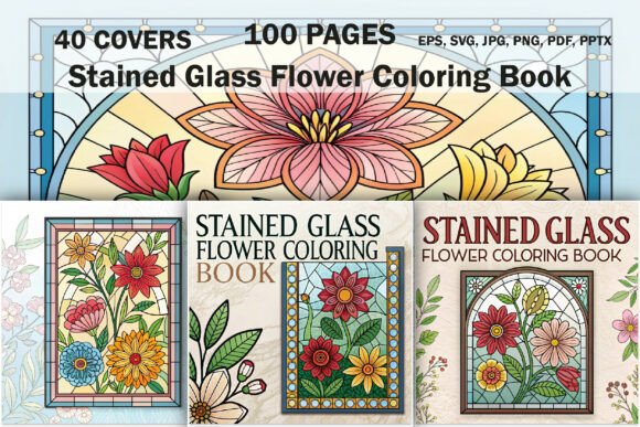 Download Stained Glass Flower Coloring Book - KDP - Stained glass flower coloring book Collection
