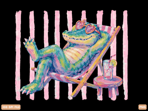 Download Relaxing Beach Crocodile PNG - Premium Bundle