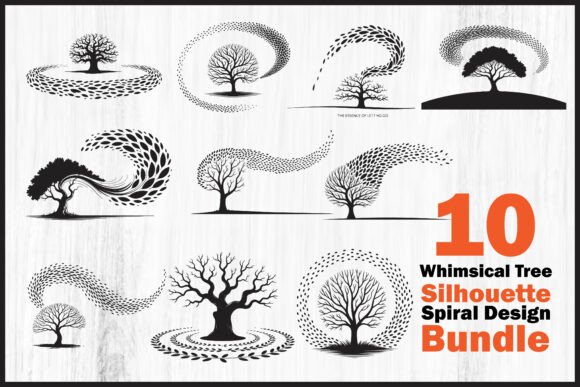 Download Whimsical Tree Silhouette Spiral Design - Spiral design Collection