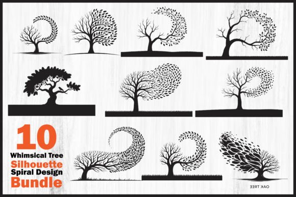 Download Whimsical Tree Silhouette Spiral Design - Spiral design Collection