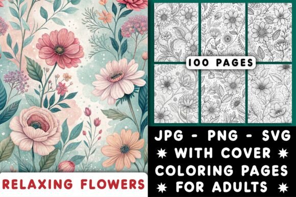 Download Adults Relaxing Flowers Coloring Pages - Relaxing Collection