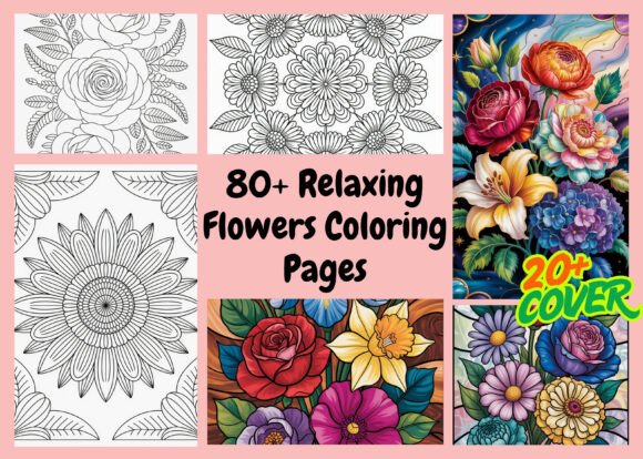 Download 80+ Relaxing Flowers Coloring Pages- KDP - Relaxing Collection